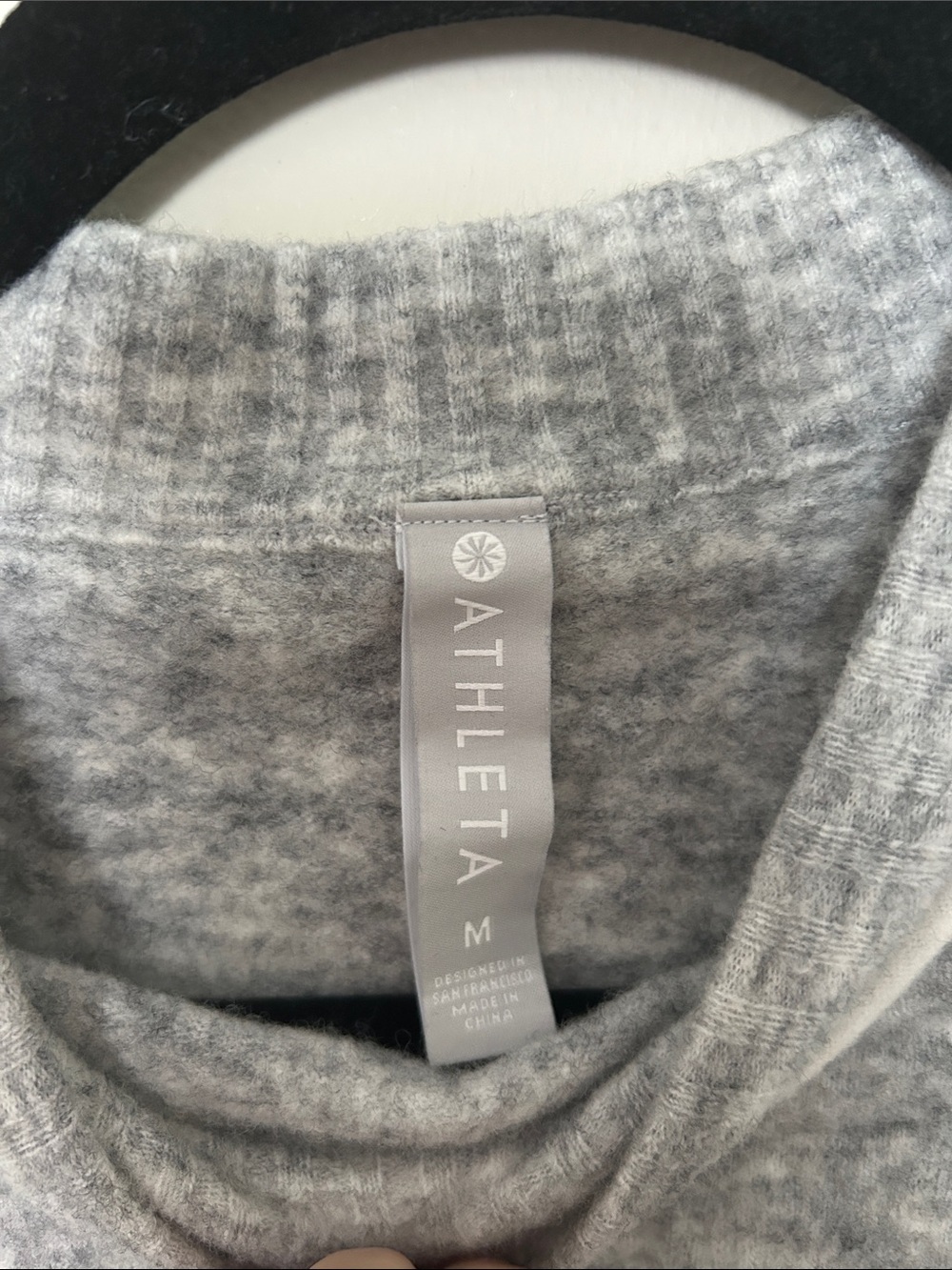 Athleta Wool Grey Turtleneck Sweater with White Piping - Picture 2 of 3